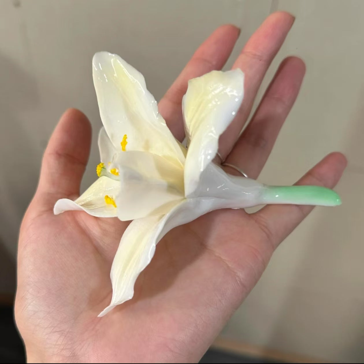 Ceramic Flower | Underglaze Handcrafted Lily Tea Table Elegance | Handmade Craft | Underglaze Painting | Pen Rest & Tea Pet | Unique Wedding Gift