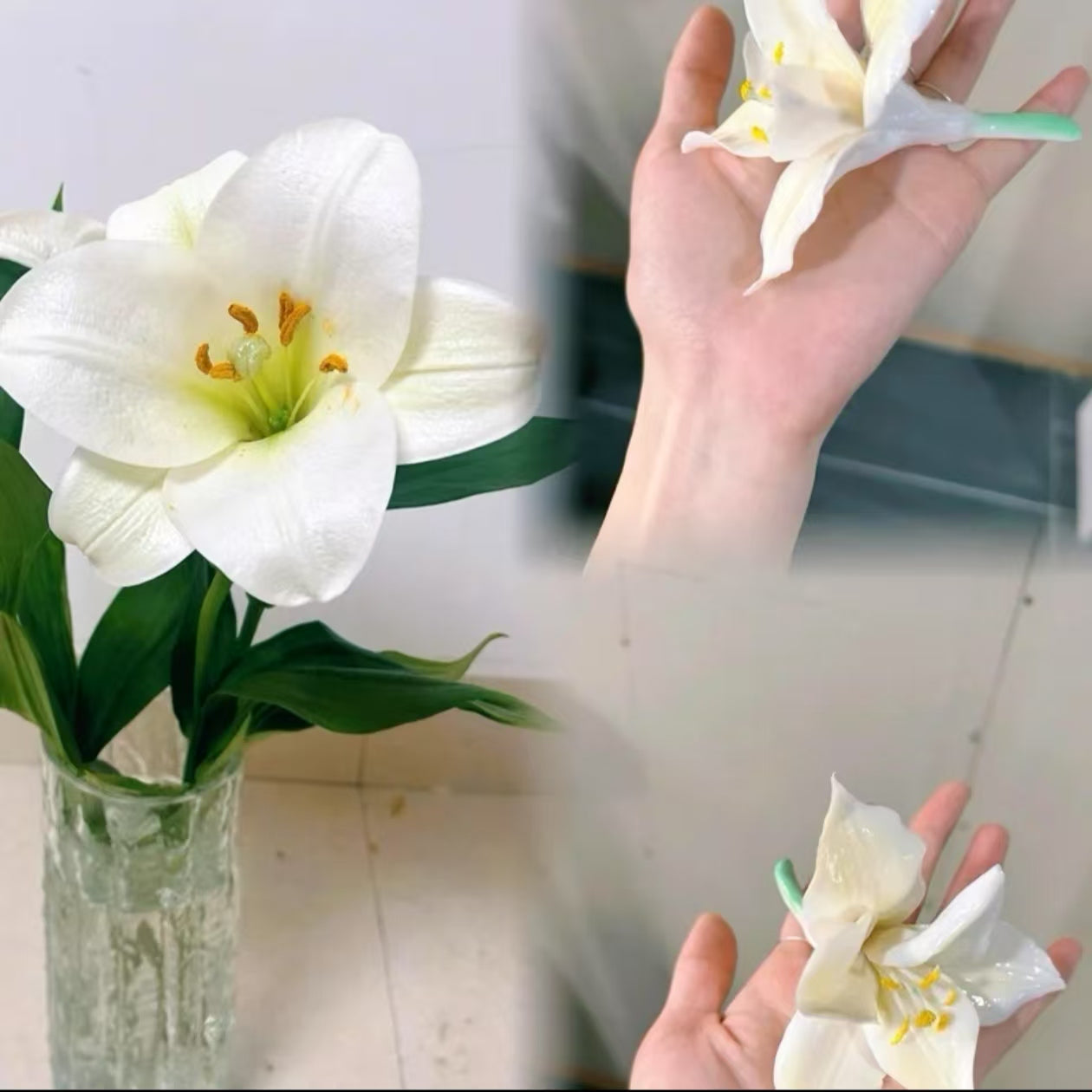 Ceramic Flower | Underglaze Handcrafted Lily Tea Table Elegance | Handmade Craft | Underglaze Painting | Pen Rest & Tea Pet | Unique Wedding Gift