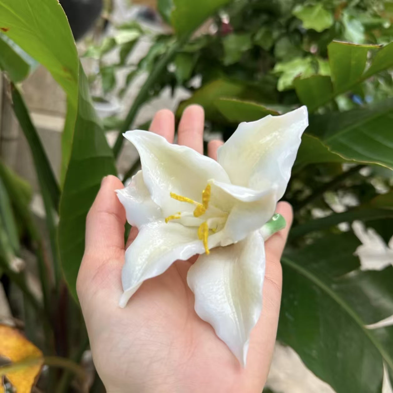 Ceramic Flower | Underglaze Handcrafted Lily Tea Table Elegance | Handmade Craft | Underglaze Painting | Pen Rest & Tea Pet | Unique Wedding Gift