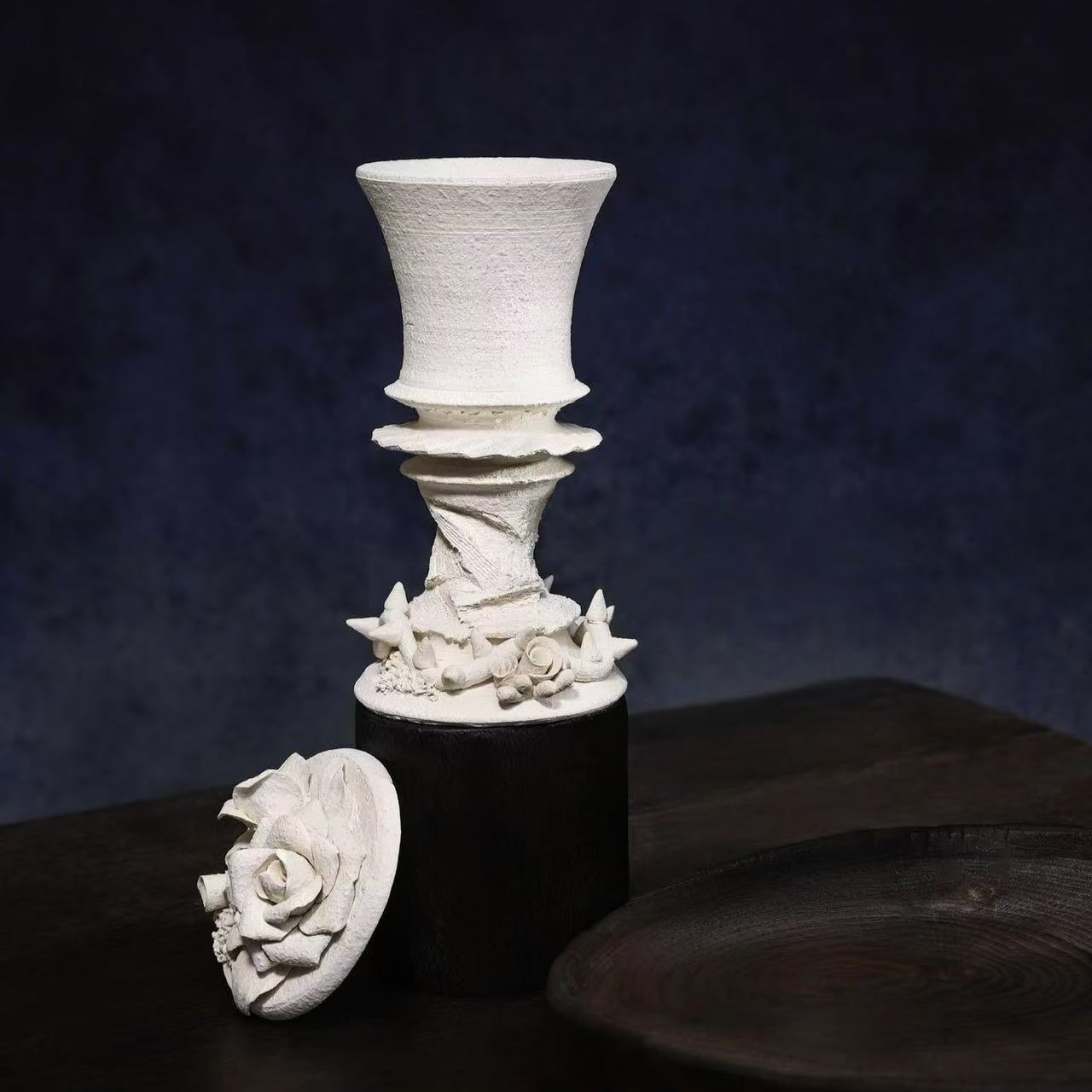 Florosiana Handcrafted Ceramic Carved Flower Candle