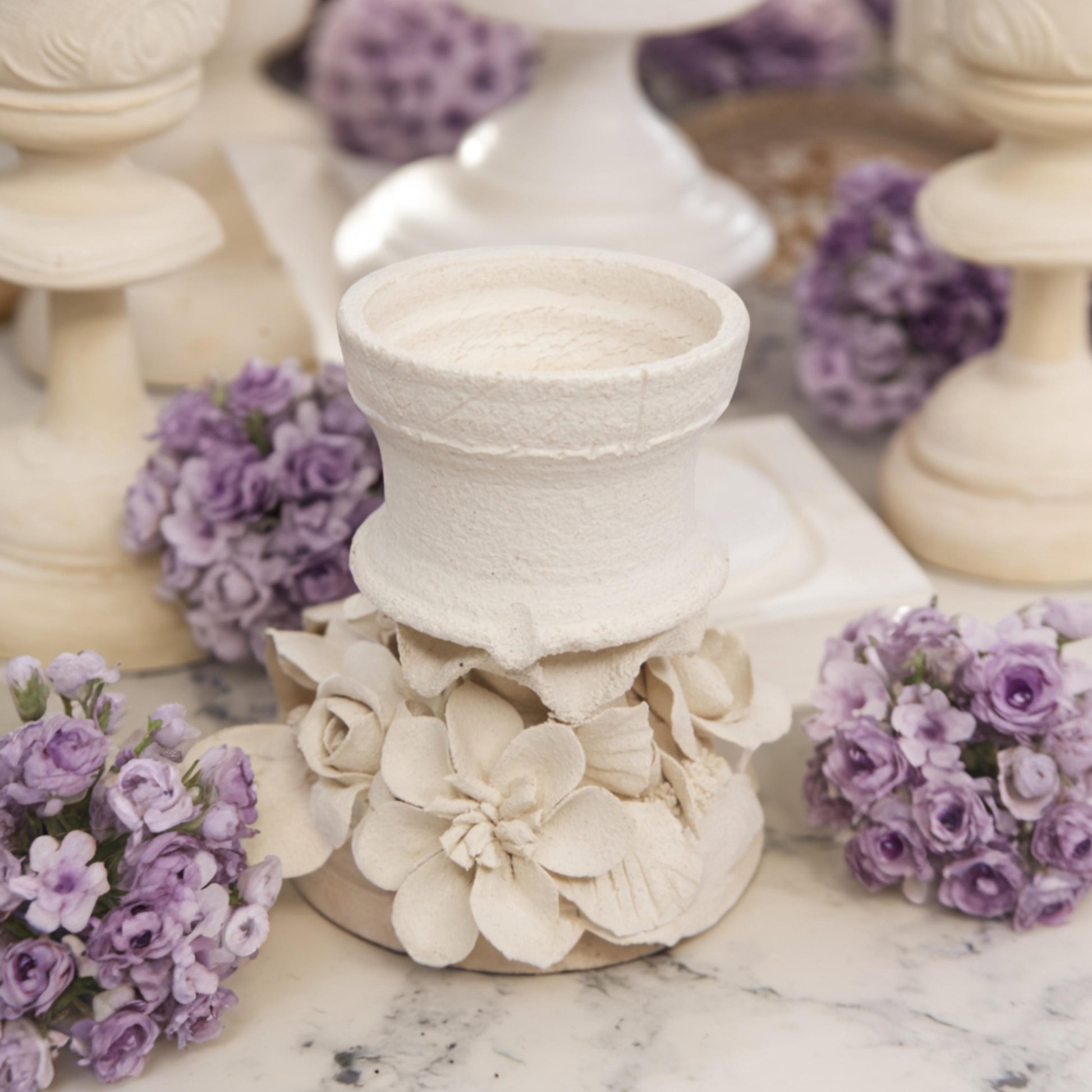 The Gardenia's Whisper candle holder handmade craft